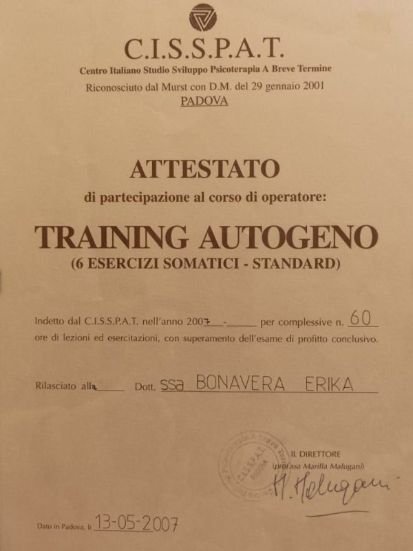 Attestato -Training Autogeno